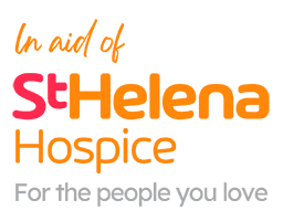 Logo for St Helena Hospice with text 'In aid of St Helena Hospice For the people you love' on a white background.