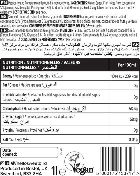 Sweetbird Raspberry & Pomegranate Lemonade Syrup