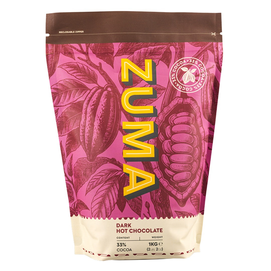 Zuma Dark Hot Chocolate Powder | 1kg Bag | Suitable for Vegans