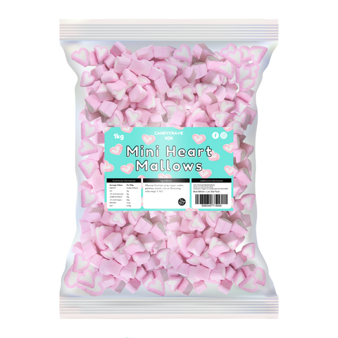 Pink & White Mini Heart Mallows (1kg)