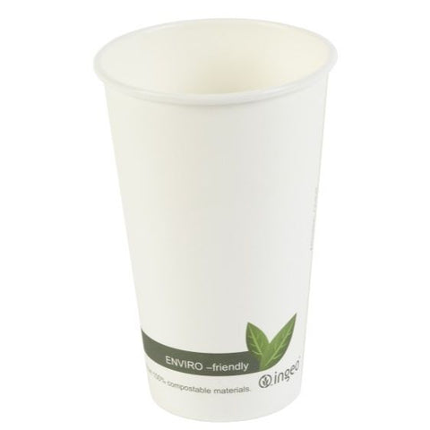16oz Compostable White PLA Cups (50)