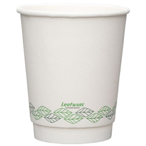 8oz Leafware White Double Wall Cups (100)