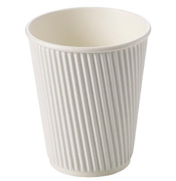 12oz White Ripple Cups