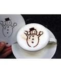 Happy Snowman Latte Art Coffee Stencil