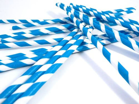 Blue White Paper Straws