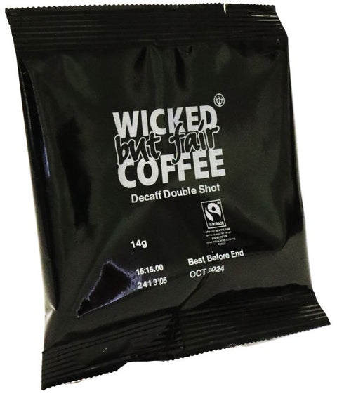 Wicked Fairtrade Decaf Double Shots Ground Coffee (100 x 14g)